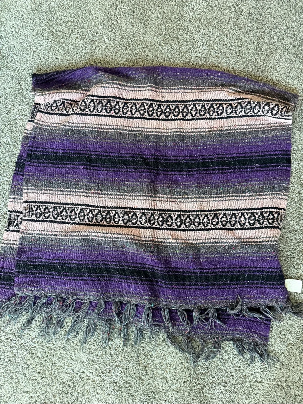 Purple and Pink Striped Fringe yoga Blanket